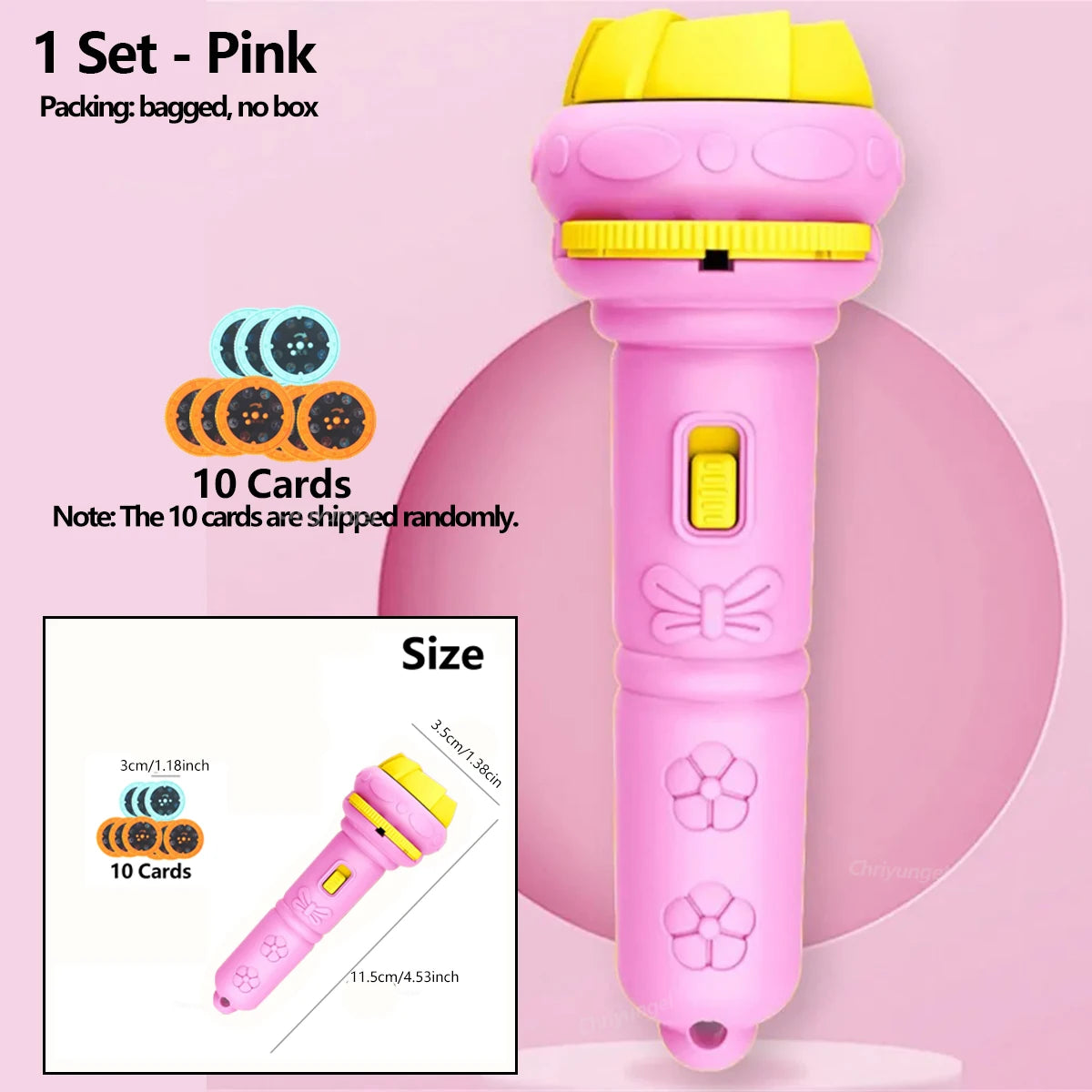 Kids Projector Flashlight – 10 Cards 80 Patterns Bedtime Toy