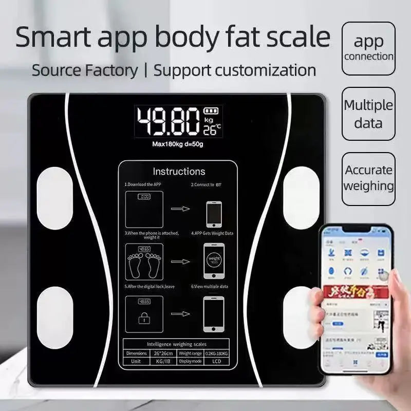 Smart Bluetooth Body Fat Scale – Digital Bathroom Scale with App