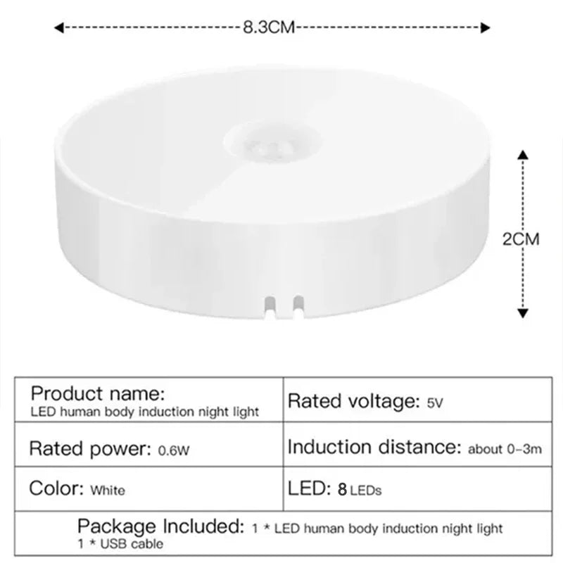 Motion Sensor LED Night Light – USB Rechargeable 3-Color Pack