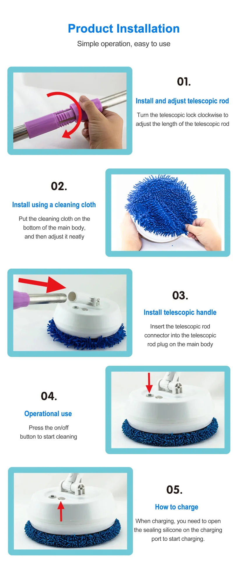 Wireless Electric Spin Mop – 2-in-1 Wet & Dry Floor Cleaner