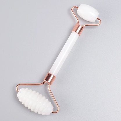 Rose Gold Jade Face Roller & Gua Sha Set – Sawtooth Massage Tool