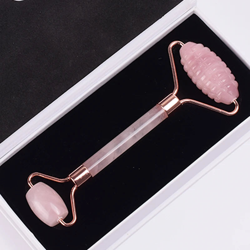 Rose Gold Jade Face Roller & Gua Sha Set – Sawtooth Massage Tool