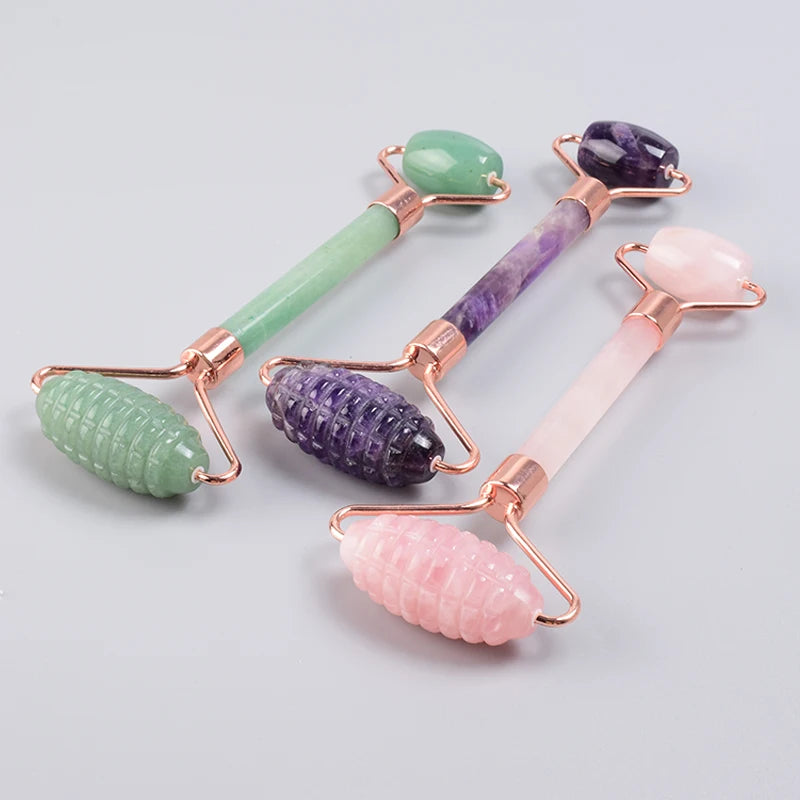 Rose Gold Jade Face Roller & Gua Sha Set – Sawtooth Massage Tool