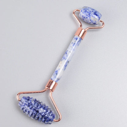 Rose Gold Jade Face Roller & Gua Sha Set – Sawtooth Massage Tool