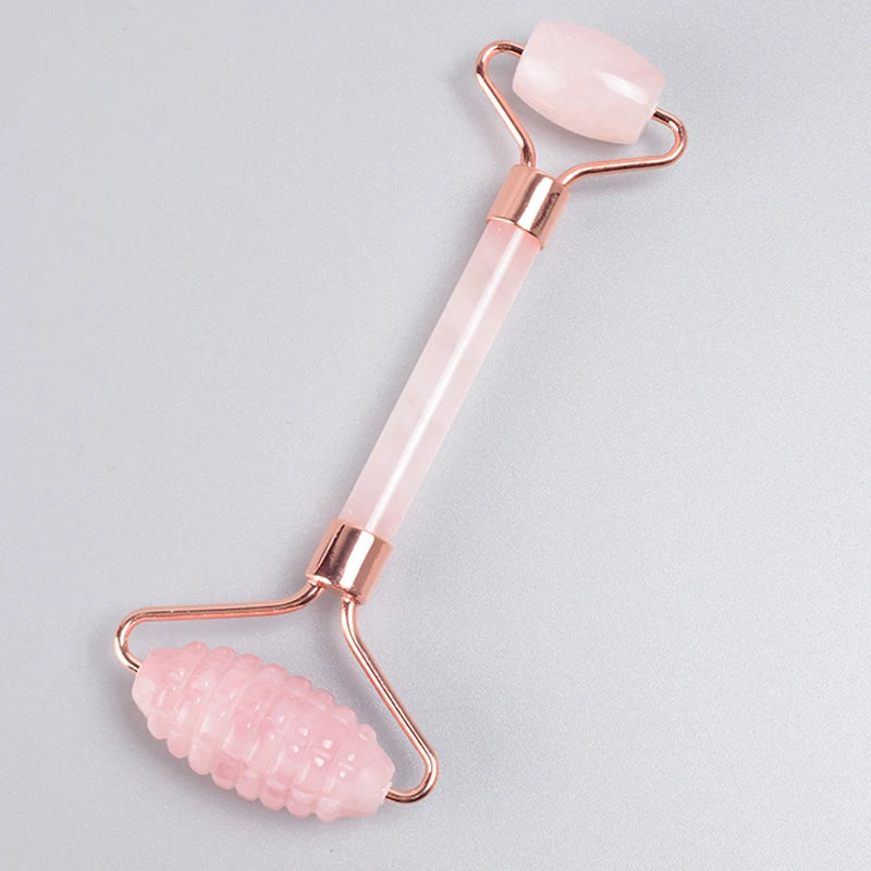 Rose Gold Jade Face Roller & Gua Sha Set – Sawtooth Massage Tool