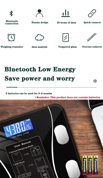 Smart Bluetooth Body Fat Scale – Digital Bathroom Scale with App