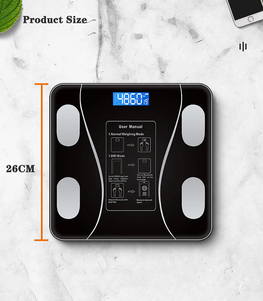 Smart Bluetooth Body Fat Scale – Digital Bathroom Scale with App