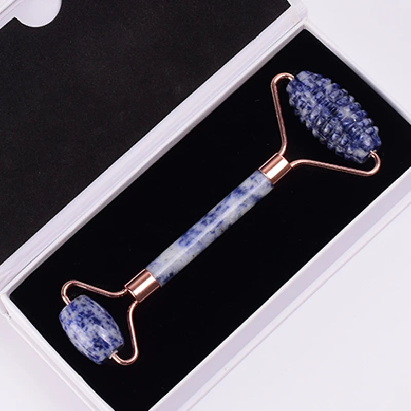 Rose Gold Jade Face Roller & Gua Sha Set – Sawtooth Massage Tool