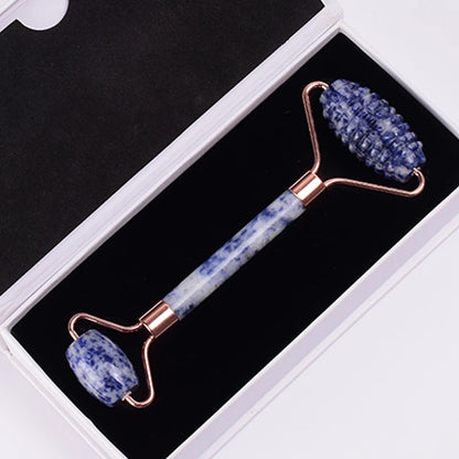 Rose Gold Jade Face Roller & Gua Sha Set – Sawtooth Massage Tool