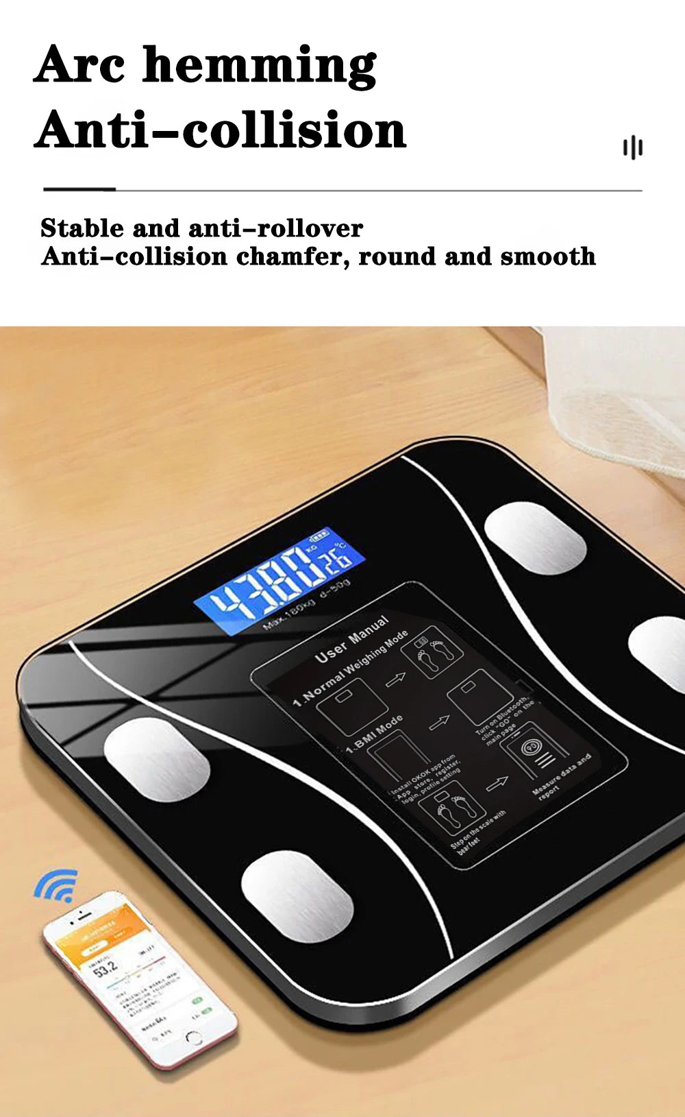 Smart Bluetooth Body Fat Scale – Digital Bathroom Scale with App