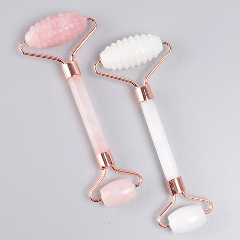 Rose Gold Jade Face Roller & Gua Sha Set – Sawtooth Massage Tool