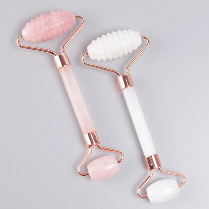 Rose Gold Jade Face Roller & Gua Sha Set – Sawtooth Massage Tool