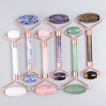 Rose Gold Jade Face Roller & Gua Sha Set – Sawtooth Massage Tool