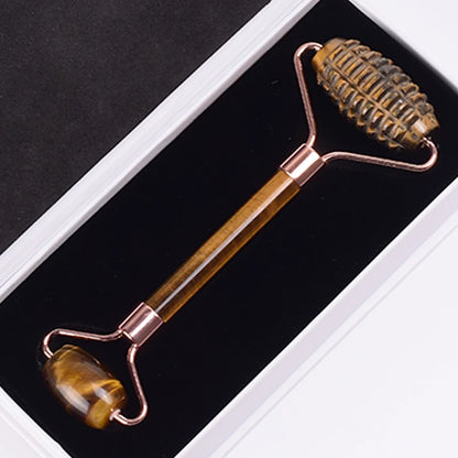 Rose Gold Jade Face Roller & Gua Sha Set – Sawtooth Massage Tool