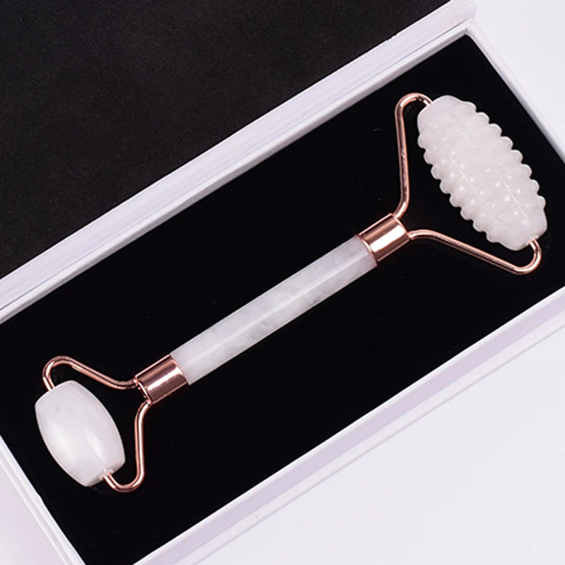 Rose Gold Jade Face Roller & Gua Sha Set – Sawtooth Massage Tool