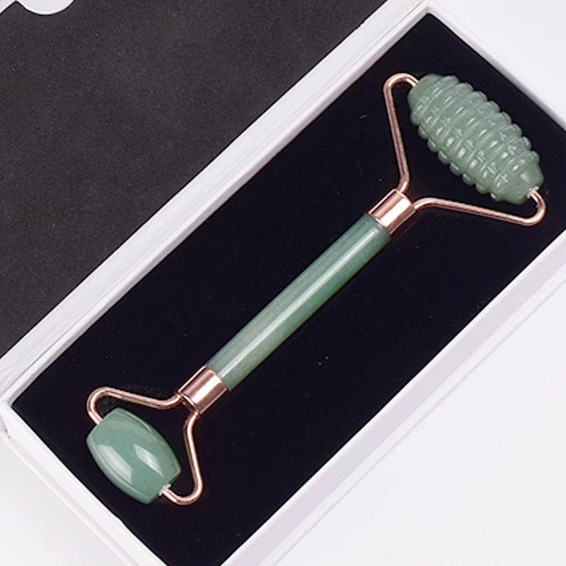 Rose Gold Jade Face Roller & Gua Sha Set – Sawtooth Massage Tool