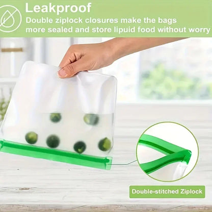 Reusable Silicone Food Storage Bags – Leak-Proof Freezer Set of 3