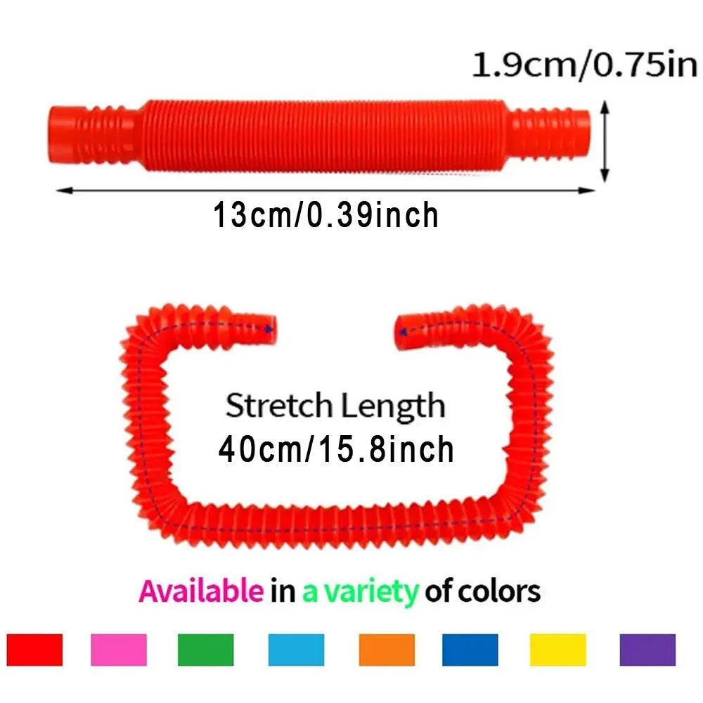 Pop Tubes Sensory Fidget Toy – 8-Pack Stretchable Tubes
