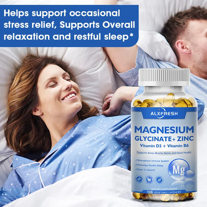 Magnesium Glycinate 500mg Capsules – With Zinc, Vitamin D3 & B6