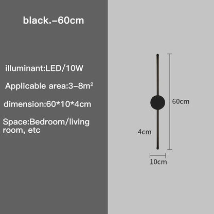 Modern LED Wall Lamp – Long Black I-Shape Bedroom Light