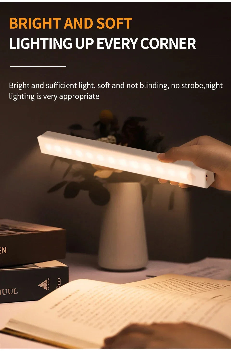 LED Motion Sensor Cabinet Light – Magnetic USB Dimmable Night Lamp