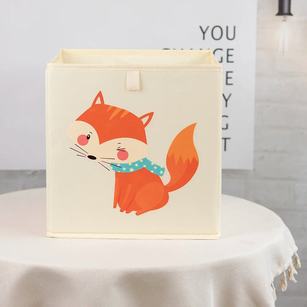 Kids Foldable Storage Cube Bins – Cartoon Toy Organizer