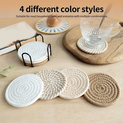 Cotton Absorbent Drink Coasters – Minimalist Set of 4 or 8