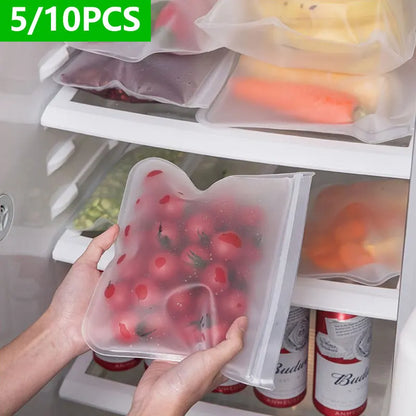 Silicone Food Storage Bags – Reusable Ziplock Leak-Proof Freezer Set