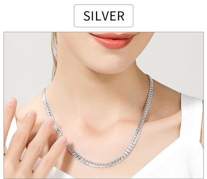 18K Gold/Silver Box Chain Necklace – 6mm Unisex Choker