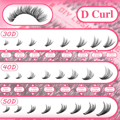 DIY Eyelash Extension Kit – Multi-Length Lashes with Tweezers & Glue