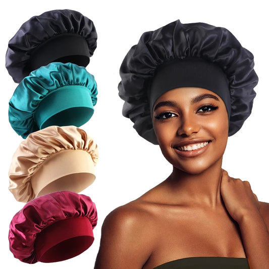Satin Sleep Bonnet – Silky Hair Wrap Cap with Elastic Band
