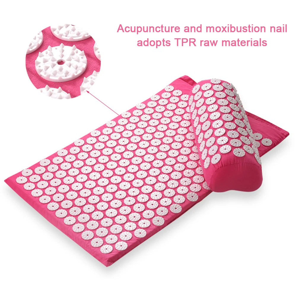 Acupressure Pillow & Mat Set – Neck Back Foot Massage with Bag