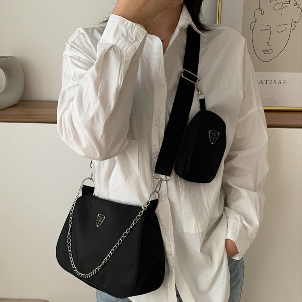 Women's Nylon Crossbody Bag – Casual Underarm Shoulder Bag