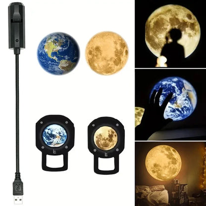 USB Galaxy Projector – Moon & Star Night Light