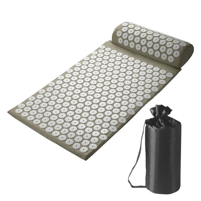 Acupressure Pillow & Mat Set – Neck Back Foot Massage with Bag