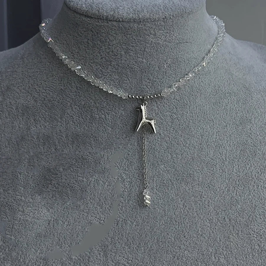 Multilayer Tassel Chain Necklace – Blue Stone Vintage Choker