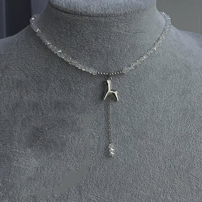Multilayer Tassel Chain Necklace – Blue Stone Vintage Choker