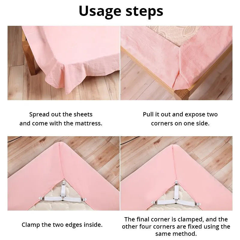 Bed Sheet Fasteners – 4pcs Mattress Cover Clip Holders