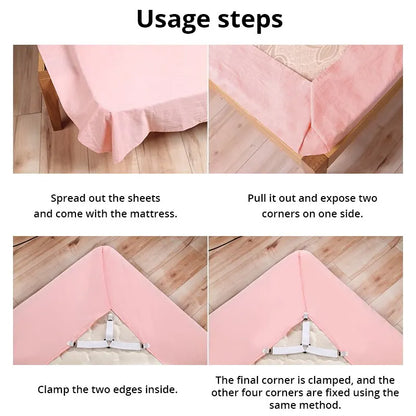 Bed Sheet Fasteners – 4pcs Mattress Cover Clip Holders