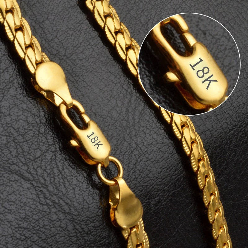 18K Gold/Silver Box Chain Necklace – 6mm Unisex Choker
