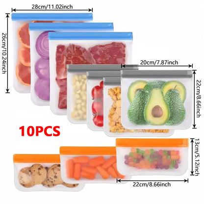 Silicone Food Storage Bags – Reusable Ziplock Leak-Proof Freezer Set