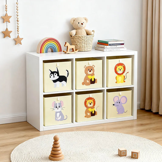 Kids Foldable Storage Cube Bins – Cartoon Toy Organizer