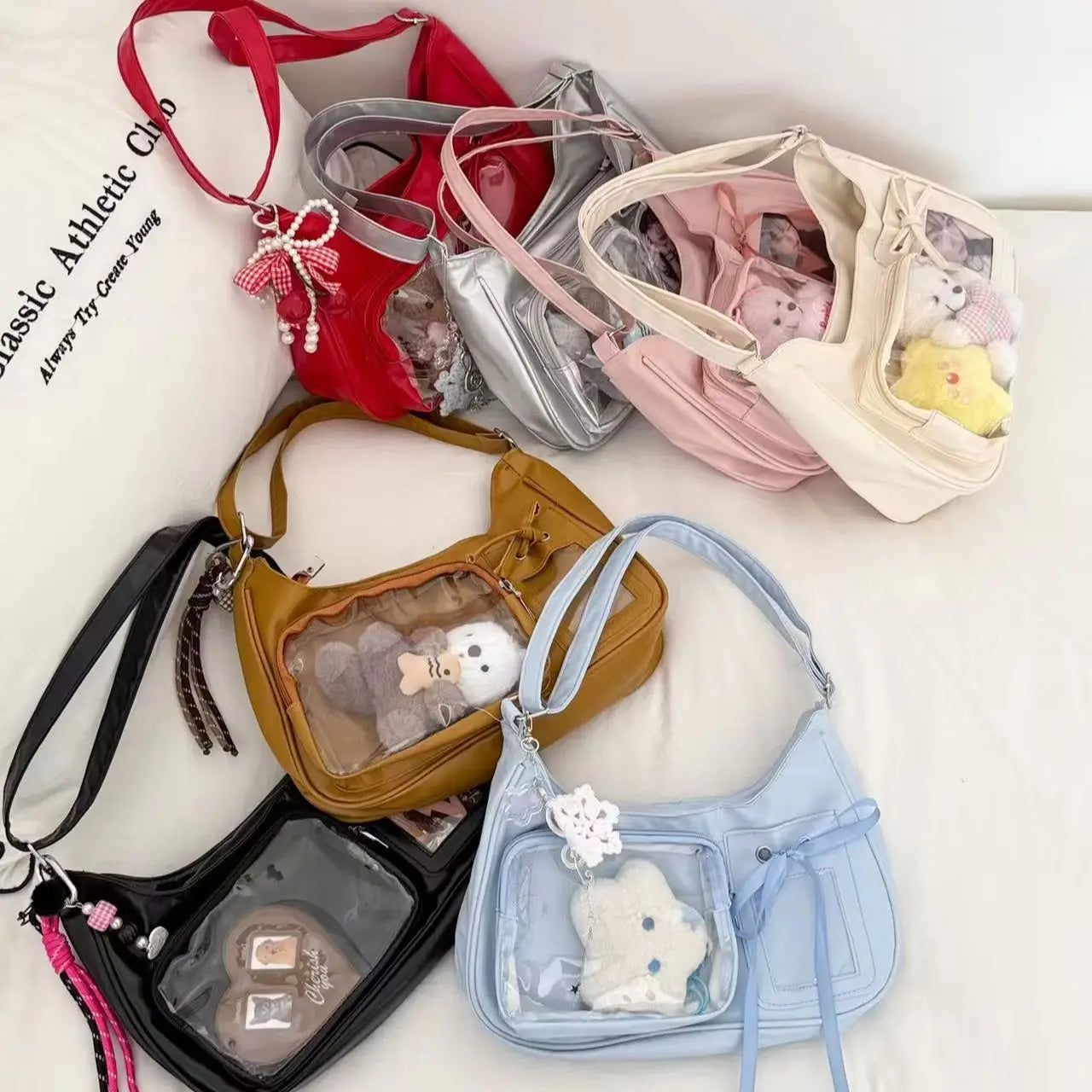 Y2K Transparent Ita Bag – Korean Harajuku Crossbody Purse