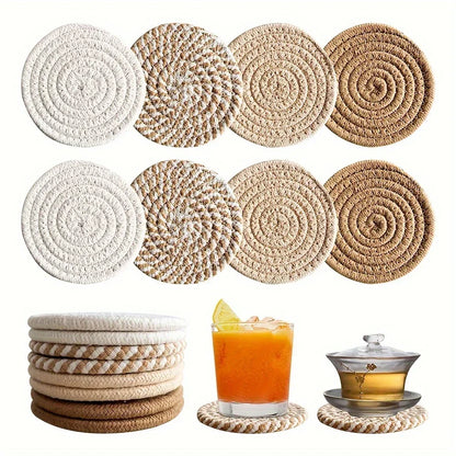 Cotton Absorbent Drink Coasters – Minimalist Set of 4 or 8