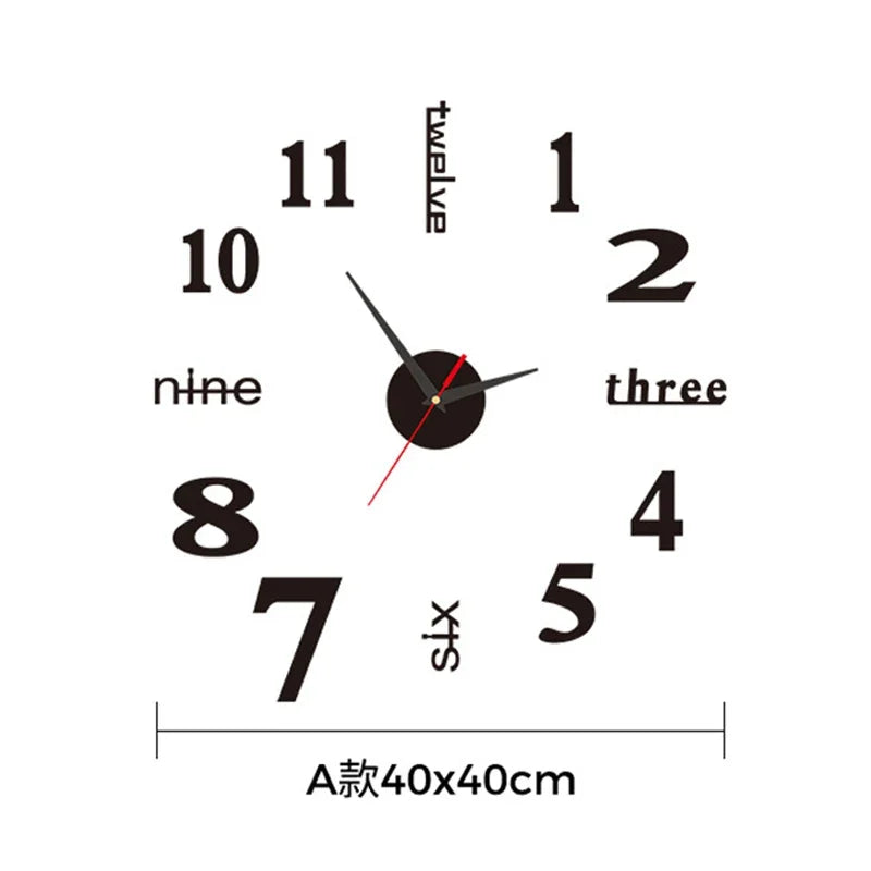 Modern DIY Digital Wall Clock – Silent Sticker Wall Decor