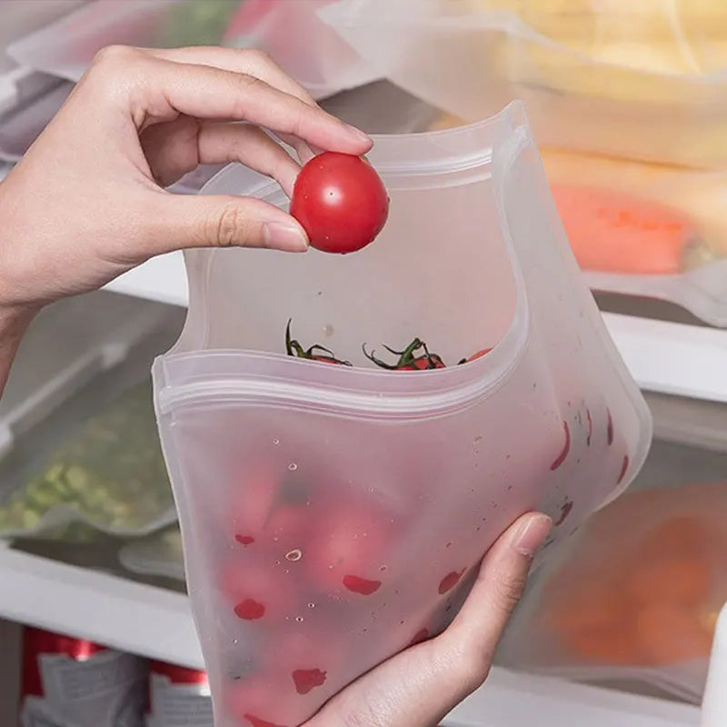 Silicone Food Storage Bags – Reusable Ziplock Leak-Proof Freezer Set