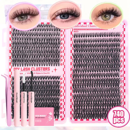 DIY Eyelash Extension Kit – Multi-Length Lashes with Tweezers & Glue
