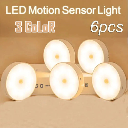 Motion Sensor LED Night Light – USB Rechargeable 3-Color Pack