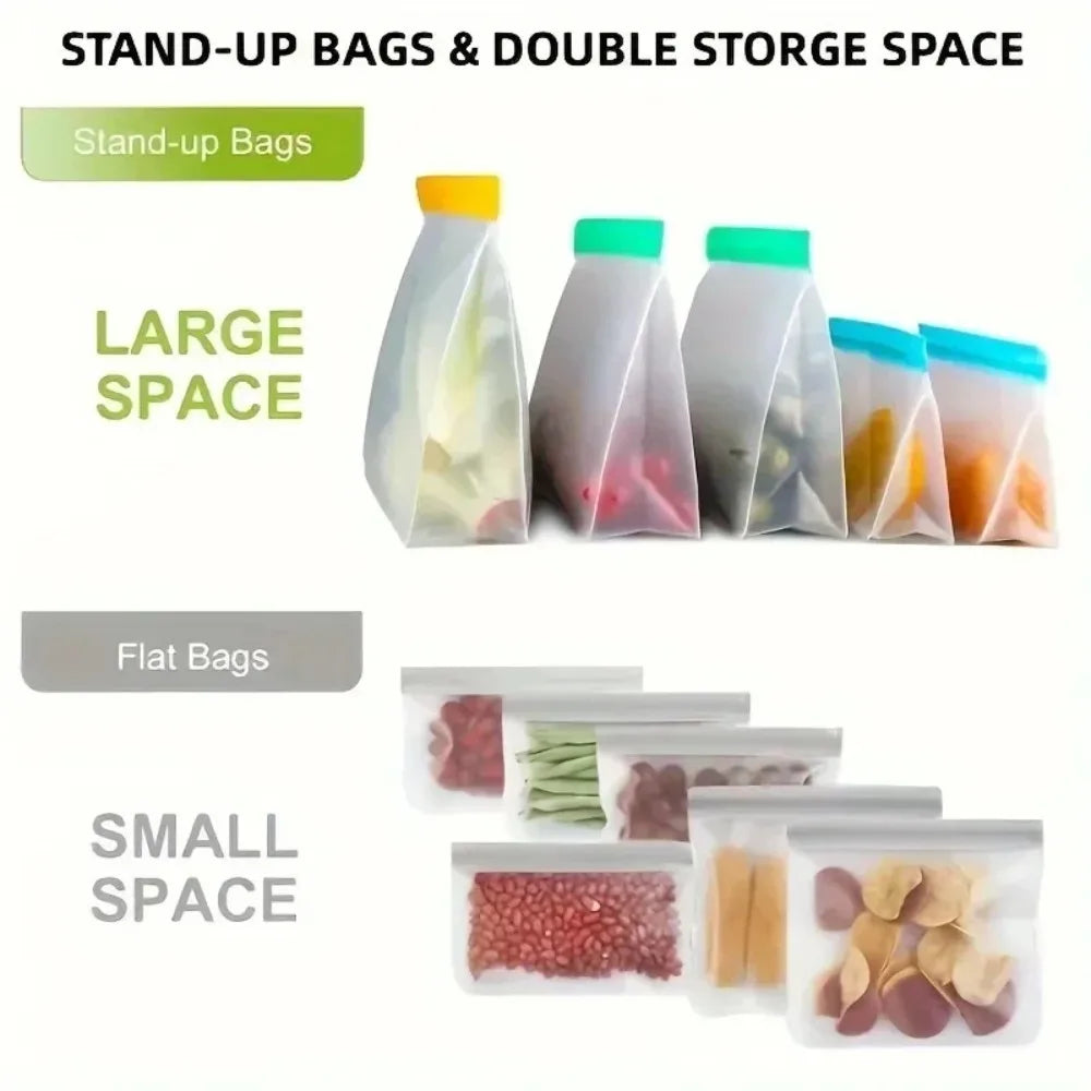 Reusable Silicone Food Storage Bags – Leak-Proof Freezer Set of 3