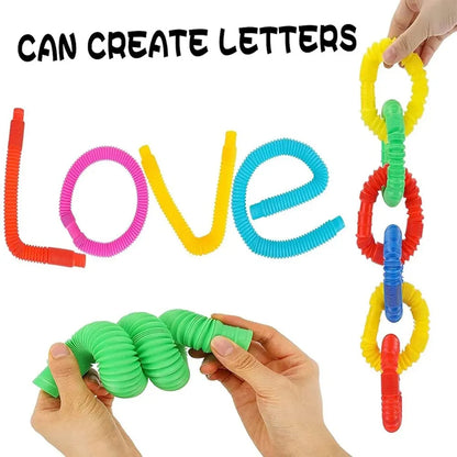 Pop Tubes Sensory Fidget Toy – 8-Pack Stretchable Tubes